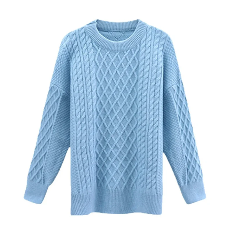 

BEAUTANA Pullover Sweater 2021 Autumn Winter Solid Criss Cross Twist Long Sleeve O Neck Women Top Kawaii Japanese Streetwear