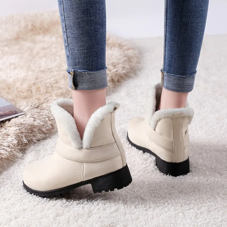Big Size 9 10 11-17 boots women shoes ankle boots for women ladies boots shoes woman winter Flat sleeve buckle round head