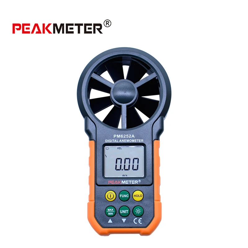 

PEAKMETER MS6252A MS6252B Digital Anemometer Wind Speed Meter Air Flow Tester Meter Volume Ambient Temperature Humidity USB