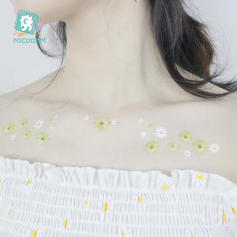 Временные татуировки Rocooart с маленькой маргариткой наклейки цветами для лица