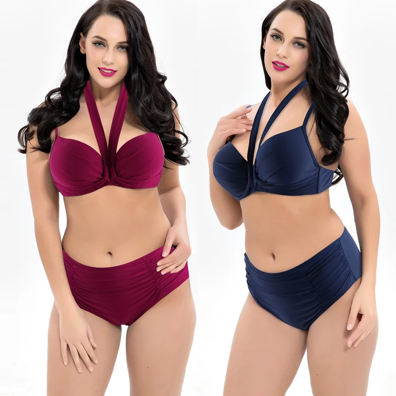 Сексуальное бикини с высокой талией размера плюс женский купальник купальный