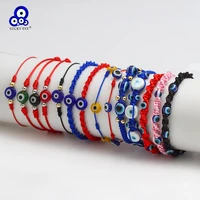lucky eye handmade colorful beads braided bracelet adjustable red blue rope evil eye bead bracelet for women girls jewelry be510