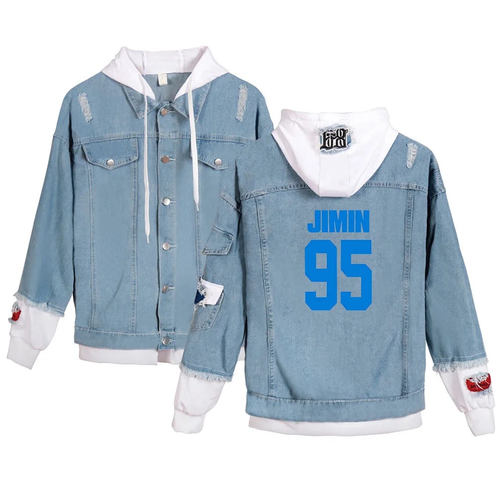 

Новое поступление, джинсовая куртка bangtan Map Of the soul 7, имитация двух частей, пальто, Мужская/Женская модная куртка, худи в стиле хип-хоп и К-поп