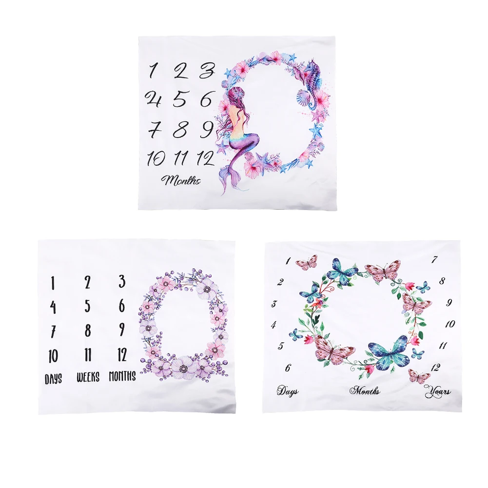 

1Pcs Newborn Milestone Flannel Blanket Baby Monthly Record Growth Photography Props Creative Background Cloth