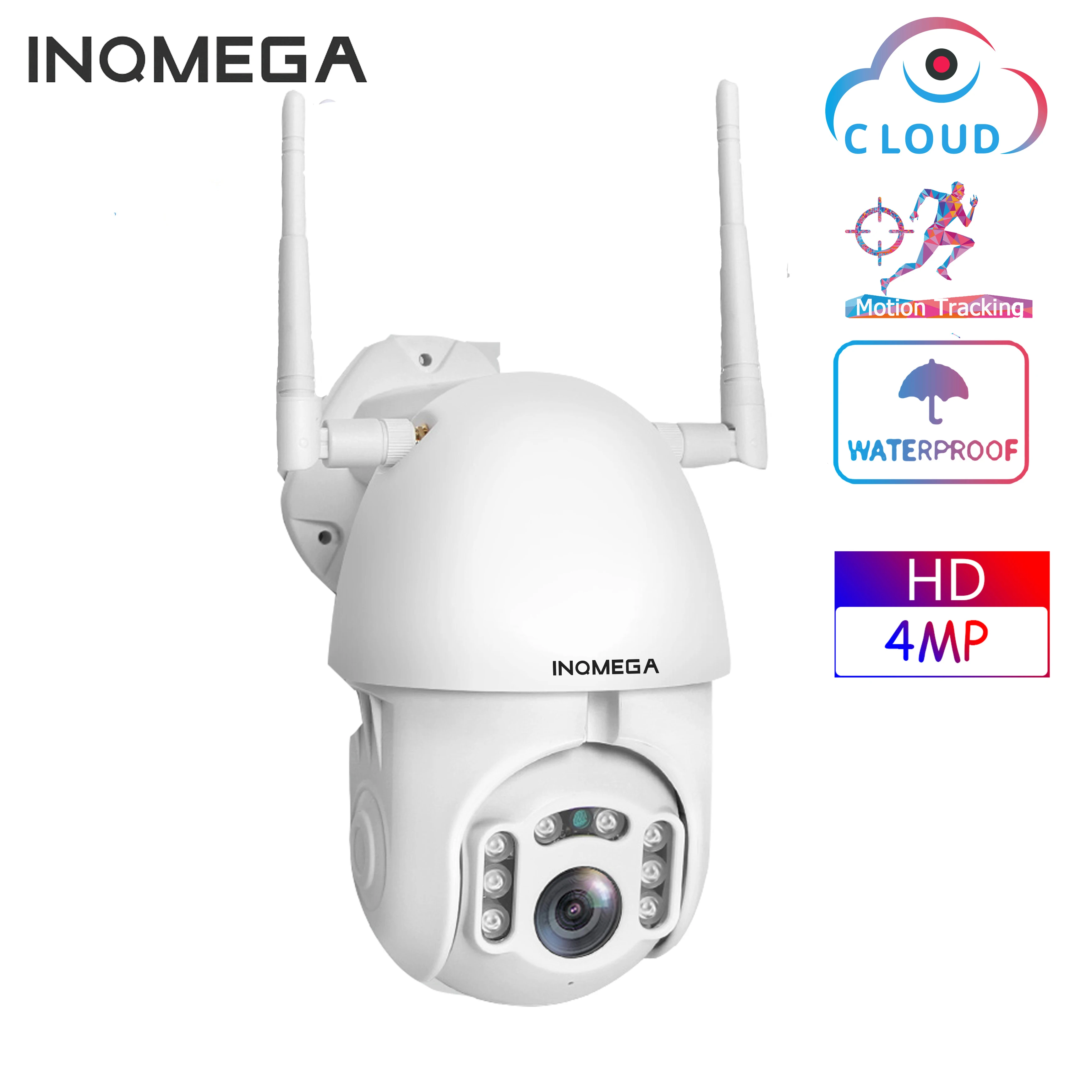 Купольная камера видеонаблюдения INQMEGA беспроводная скоростная купольная 4 МП PTZ IP