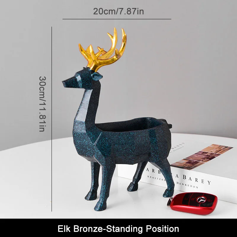 

Nordic Deer Decorations Statue Resin Sculpture Geometric Storage Box Desktop Ornament Deer Figurines Home Decoration Accessories