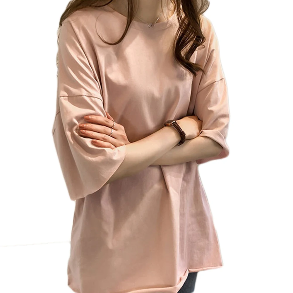 Женская футболка с коротким рукавом однотонная круглым вырезом карамельного