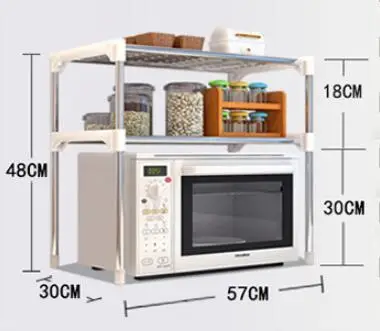 

2-Tier Multi-functional Kitchen Storage Shelf Table Rack Microwave Oven Shelving Unit 2-Tier Bathroom Book Shelf CF-128