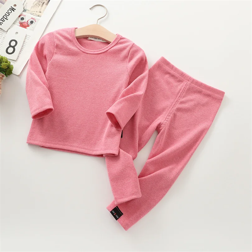 Baby Pajamas Set Ribbed Unisex Kids Pyjamas Boys Girls Sleepwear Cotton Children Pijamas Boy Girl Nightwear PJS Clothing set | Детская