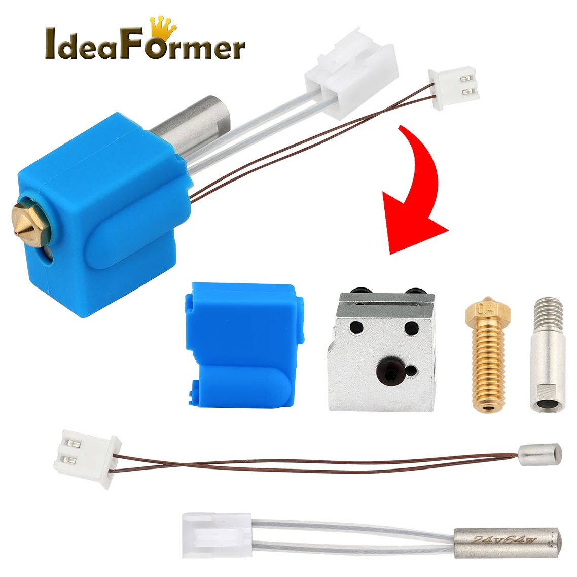 3d printer parts suitable for sidwinder x1 and volcano nozzle genius silicone sleeve throat handle heating box and thermistor free global shipping