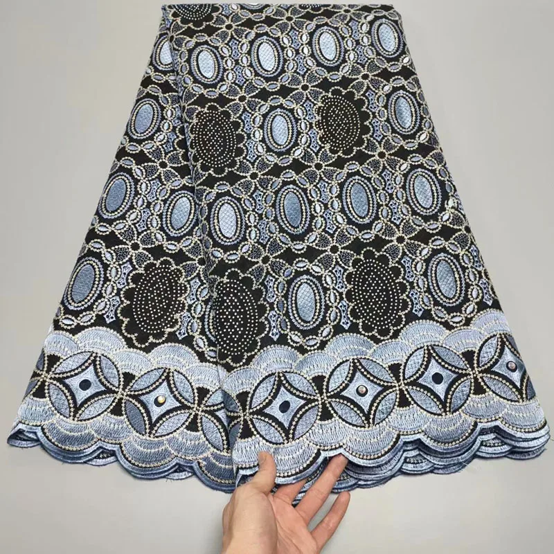 

African Lace Fabric 2021 Nigerian Cotton Lace Fabric Stones Swiss Voile In Switzerland For Party Wedding Dresses 2.5yards