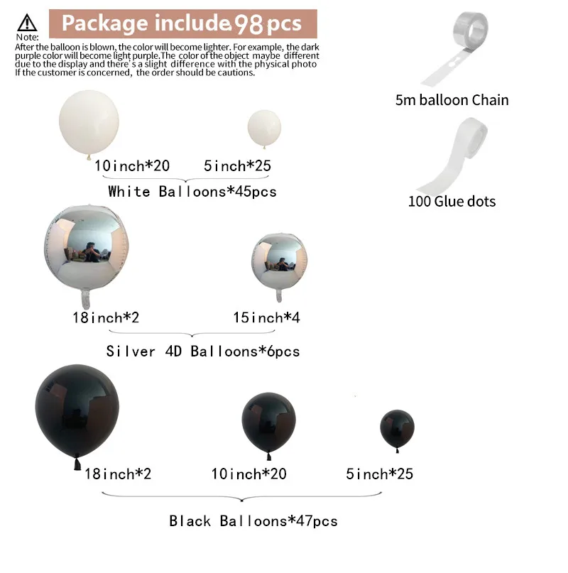 98 шт. черный и белый цвет | Дом сад