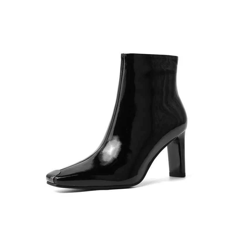 MORAZORA/2020 Новое поступление Зимние ботильоны на толстом высоком каблуке женская