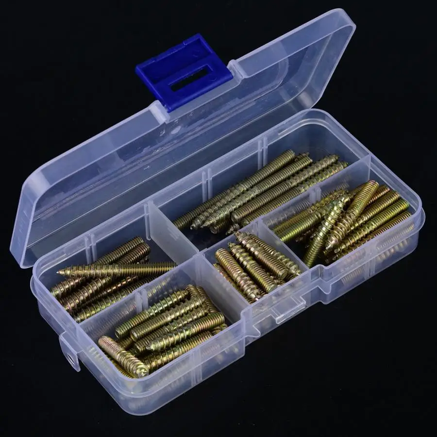 80 шт. M5 оцинкованный железный двухсторонний Дюбель Винт деревообрабатывающий