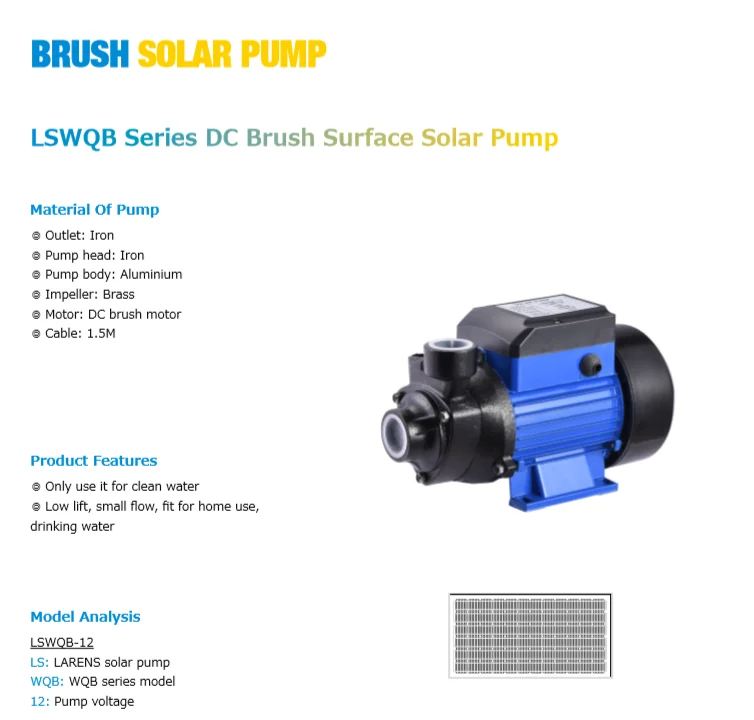 

In-Built surface brushless Solar Power Water Pump