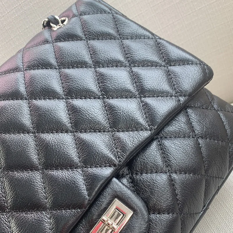 

Black Falp Handbag Women Chain Square Messenger Bag Fashion Shoulder Bag Girls Real Leather Crossbody Bag Small Coin Purse Bag