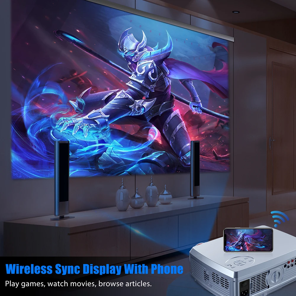Мощный Full HD проектор SV-358 1920*1080P светодиодный проектор Android 7,1(2G+ 16G) с поддержкой Wi-Fi Bluetooth 4K домашний кинотеатр