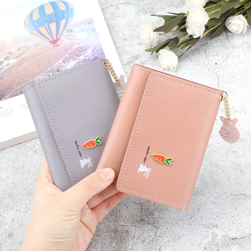 Кролик и морковь аниме маленький короткий женский кожаный кошелек Женский