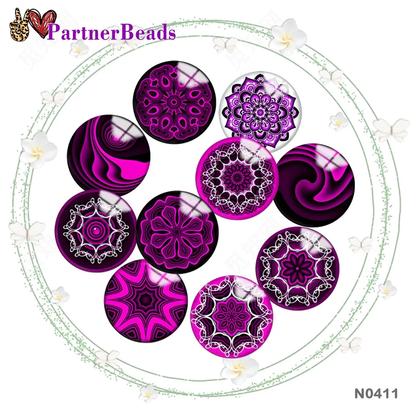 

Rose mandala 12mm//18mm/20mm/25mm Round photo glass cabochon demo flat back Making findings PartnerBeads N0411