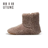 utune winter mens boots high top mute house shoes for women anti slip fluffy indoor slippers suede sole silent for wooden floor