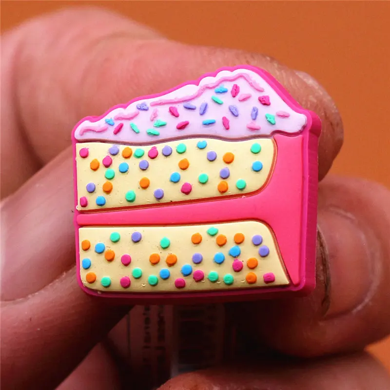 Original PVC Croc Shoe Charms Red Heart Cake Van Ice Cream Cart Slippers Decorations Accessories for Jibz Kids Party Gifts U195