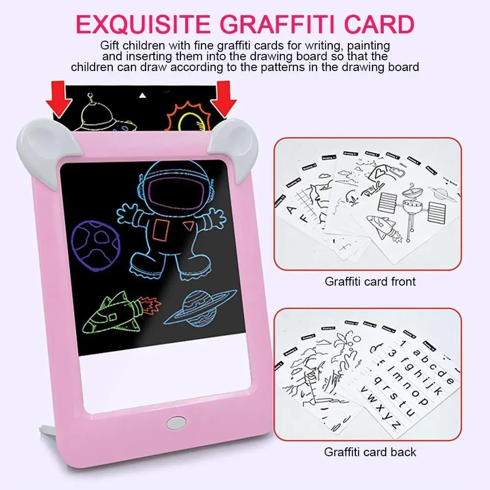 Led Blue/Pink 3d Painting Board Magic Drawing LED Artboard Cartoon Write Child Graffiti Interesting Art Student | Канцтовары для