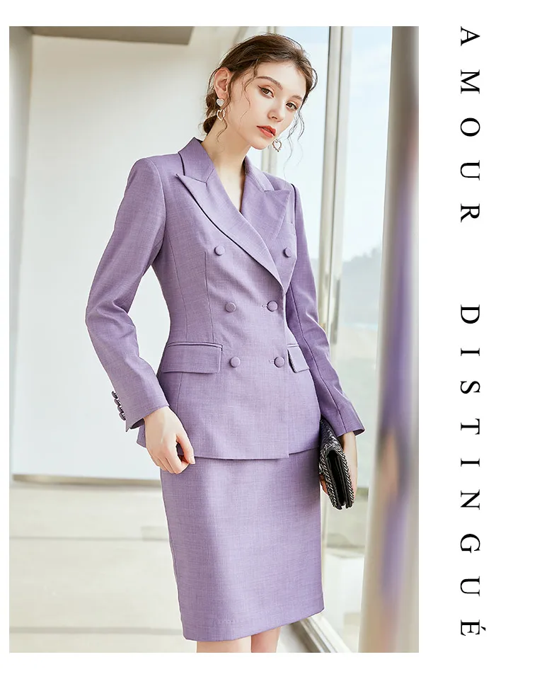 Spring Autumn Office Lady Skirt Suits Female OL Formal Business 2 Two Piece Set Elegant Slim Fit Blazer Jacket Womens Clothing