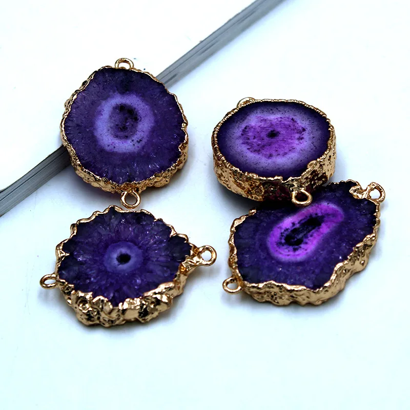 Соединитель из натурального кристалла с солнечным цветком двойное кольцо кулон