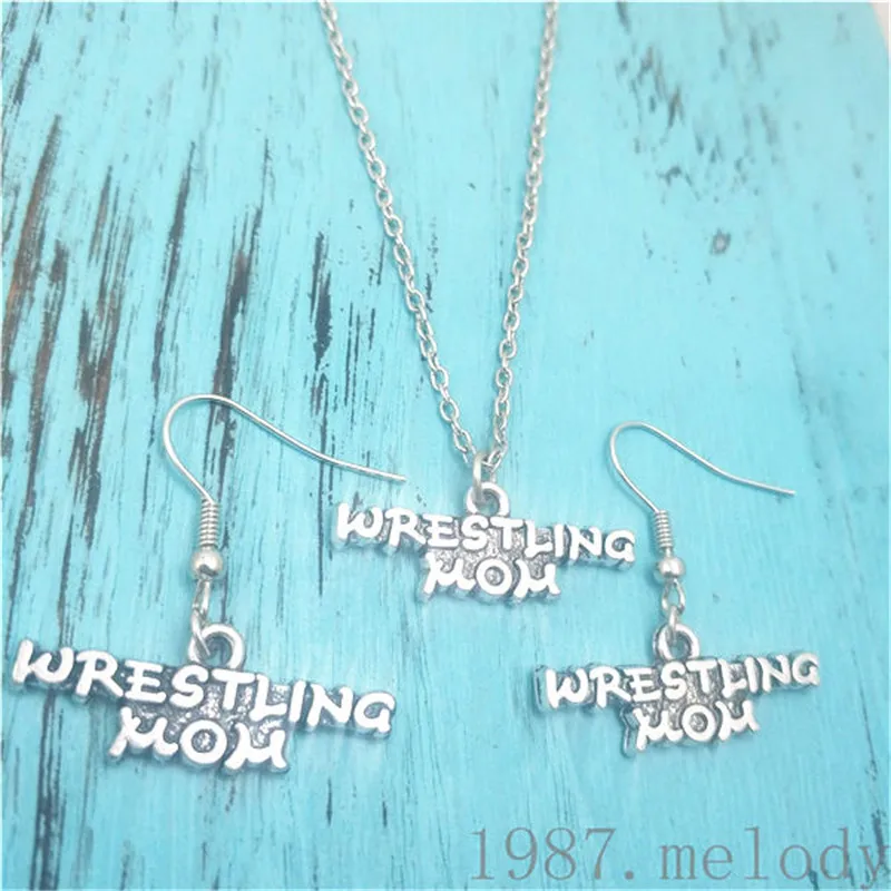

Wrestling Mom Earring Necklace Sets Jewelry Set Antique,Beauty Vintage Fashion Women Christmas Birthday Girl Gifts