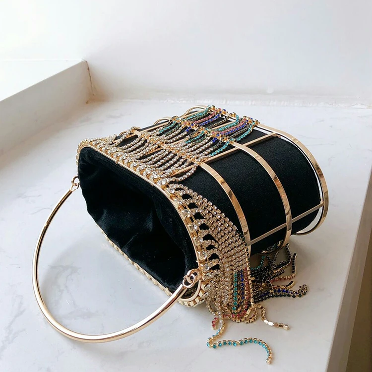Multicolored Diamond Tassel Women's Luxury Handbag Party Purses and Handbags Female Shoulder Chain Bag Evening Crossbody | Багаж и