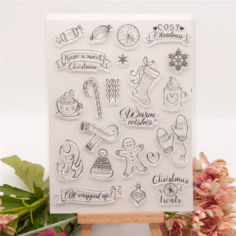 

Cling Stamp of Candy Snowflake Sugar Fruits Orange Socks Scrapbooking Paper DIY Soft Plastics Ink Seal Transparent Stencil