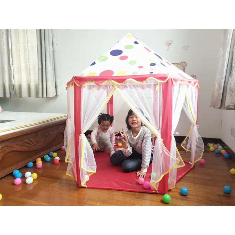 

Tipi Children's Toy Tents Kids Game Castle Play Tent House Tulle Tent at Hexagonal Castle Play House Toys