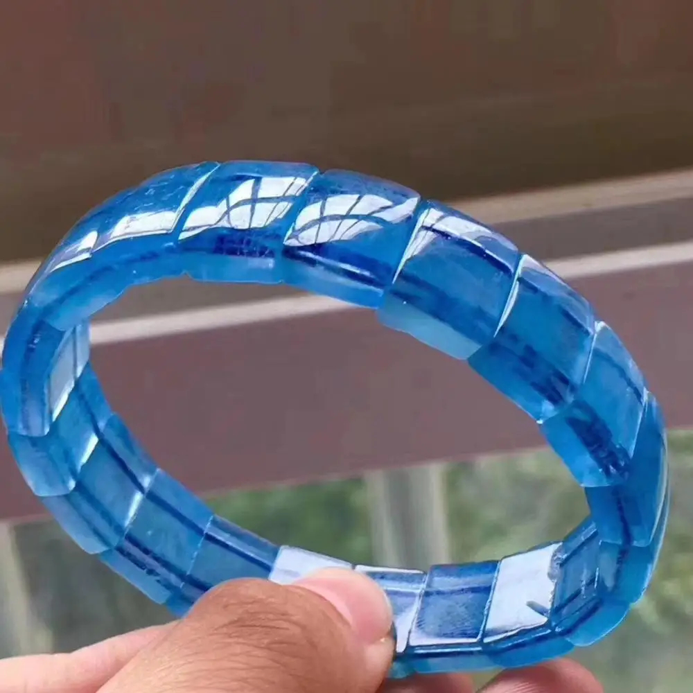 Натуральный Ледяной Синий Аквамариновый браслет 13x10 мм эффект камня для женщин и