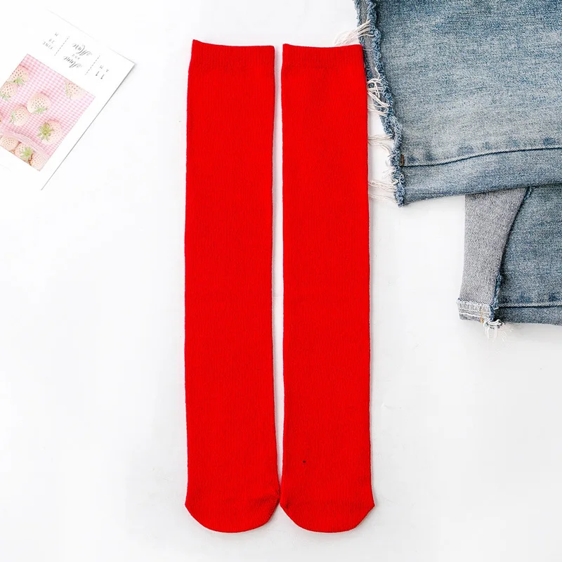 Red Long Socks Детские гольфы, детские носки, хлопковые носки для малышей, гетры до колена, милые носки для мальчиков и девочек, детские носки, 3-12 лет - Цвет: Red Long Socks
