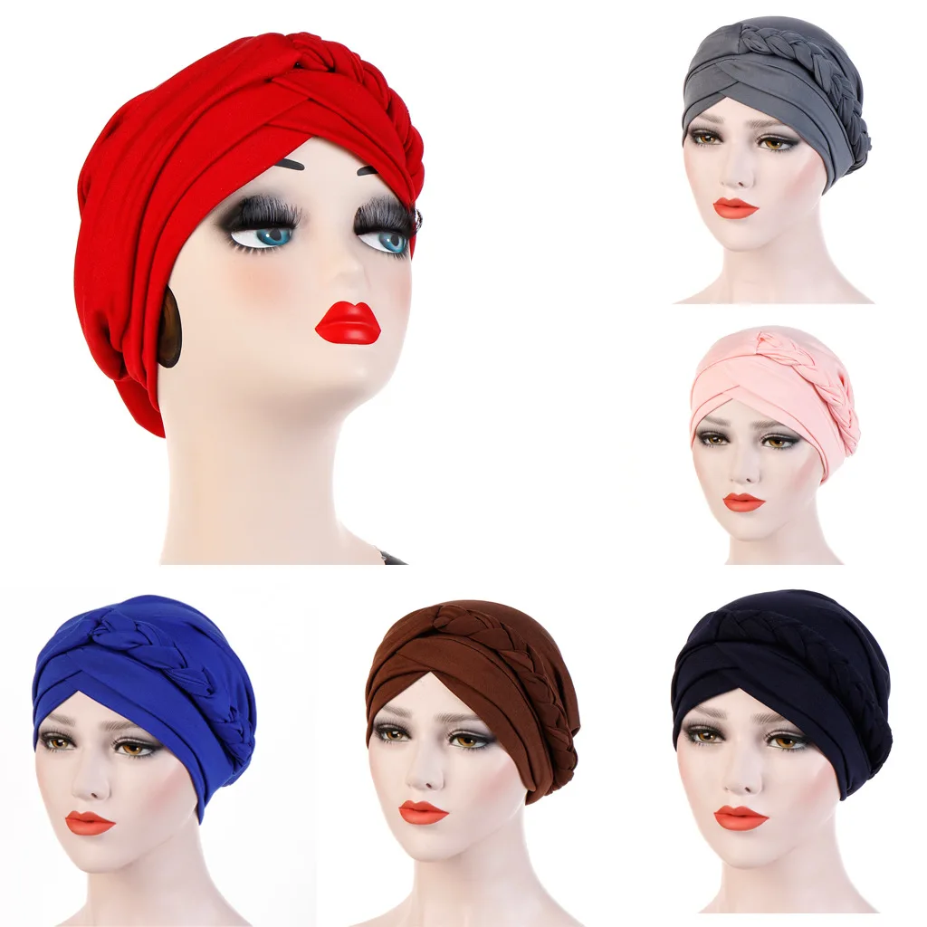 

2021 New Women's Hair Care Islamic Jersey Head Scarf Milk Silk Muslim Hijab Braid Wrap Stretch Turban Hat Chemo Cap Head Wrap