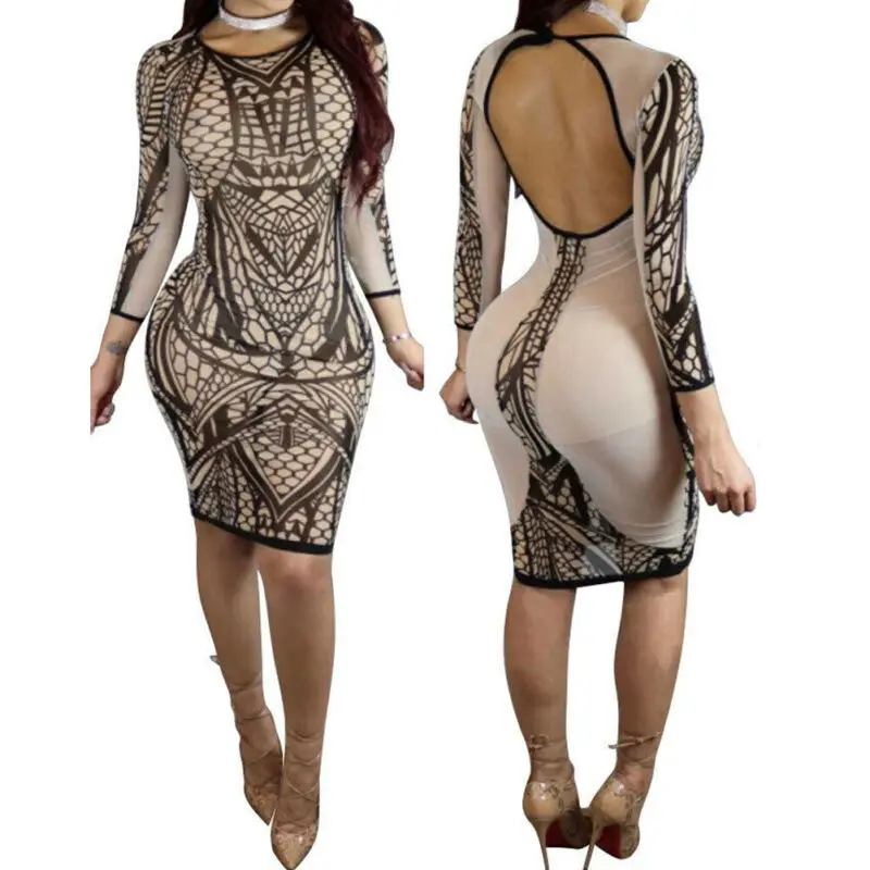 Элегантное женское платье сексуальное облегающее с открытой спиной длинным