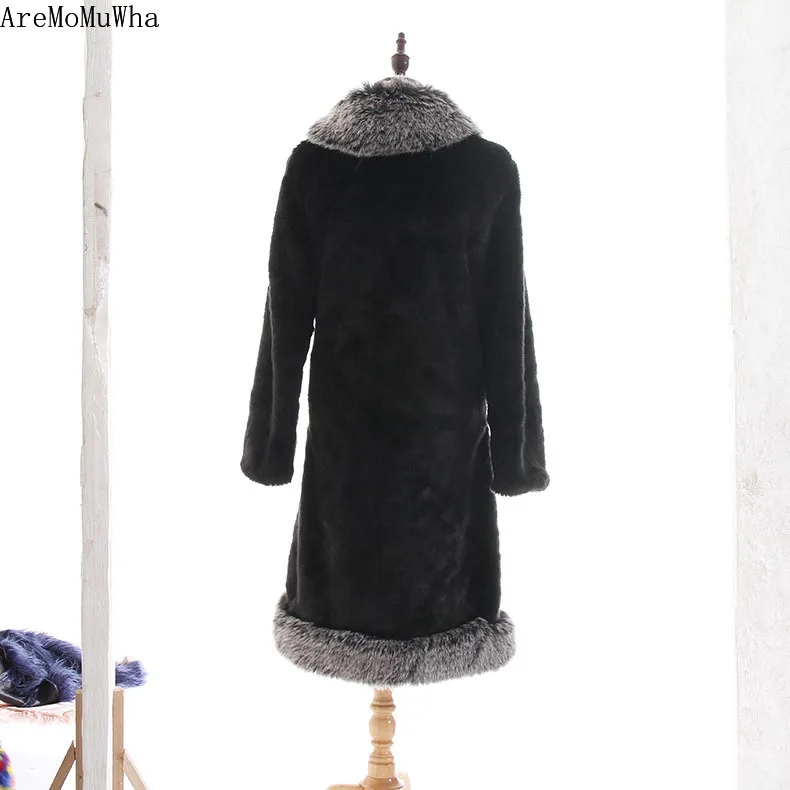 Europe and The United States New S-4XL Imitation Fur Long Coat Fake Otter Coat Fox Fur Collar Mink Coat Women Fur Jacket Women