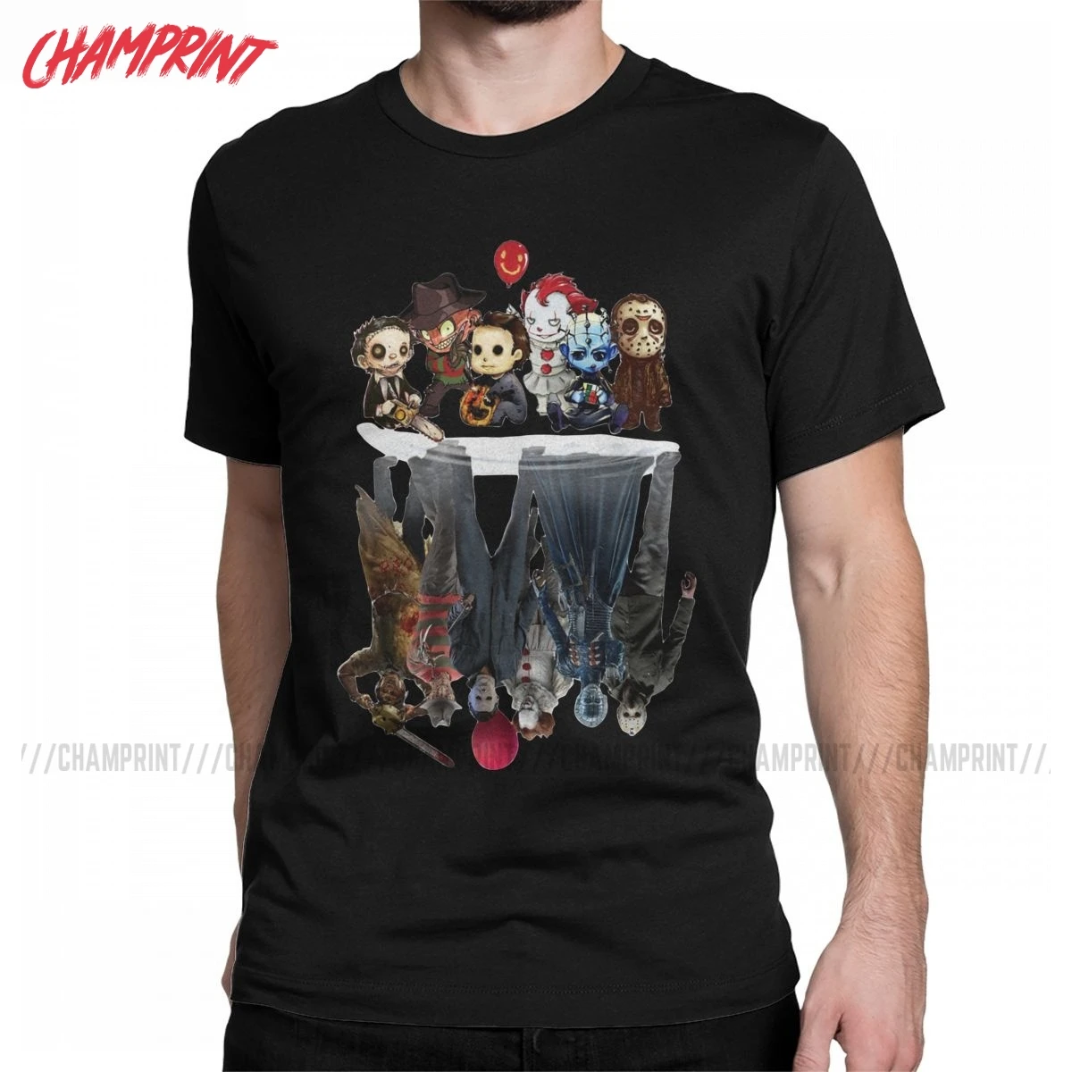 Friends Horror Scary Character Pennywise Jason T Shirt Voorhees Men's Tees Short Sleeve T-Shirts Cotton 4XL 5XL 6XL Clothes