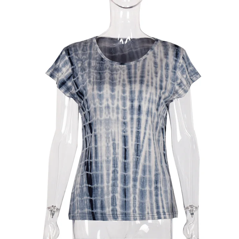 

Vintage Tie-dye Bottoming Shirt Woman Clothes 2020 Plus Size Aesthetic O-Neck Womens Tops 90s Harajuku Clothes