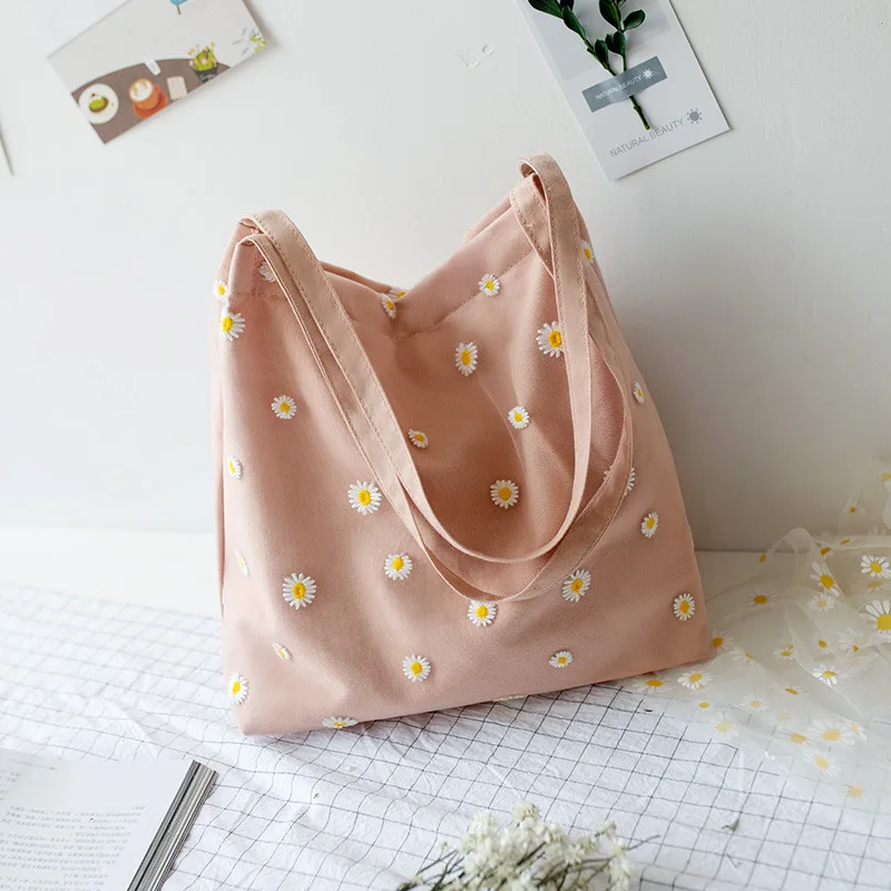 

Canvas Shoulder Shopper Bags for Women 2021 Female Girls Purses and Handbag Environmental Reusable Foldable Cute Small Tote