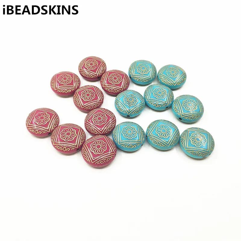 Новое поступление! Акриловые сплющенные бусины горячего тиснения для ожерелья