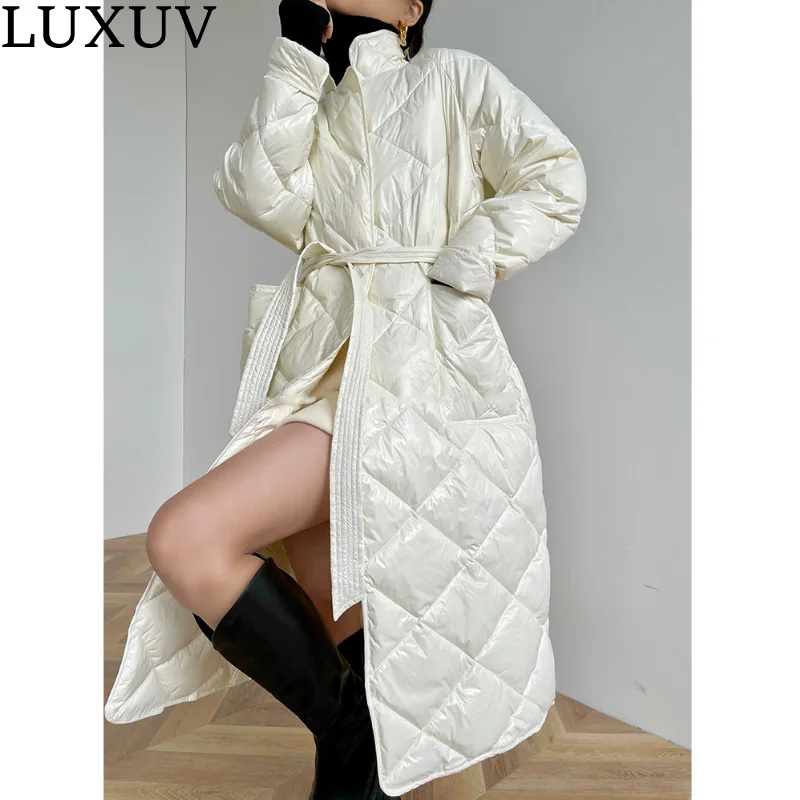LUXUV Women's Long Down Jacket Winter Puffer Clothes Quality Warm  Overcoat Parka Quilted Padded Coats Cotton Windbreak Chic