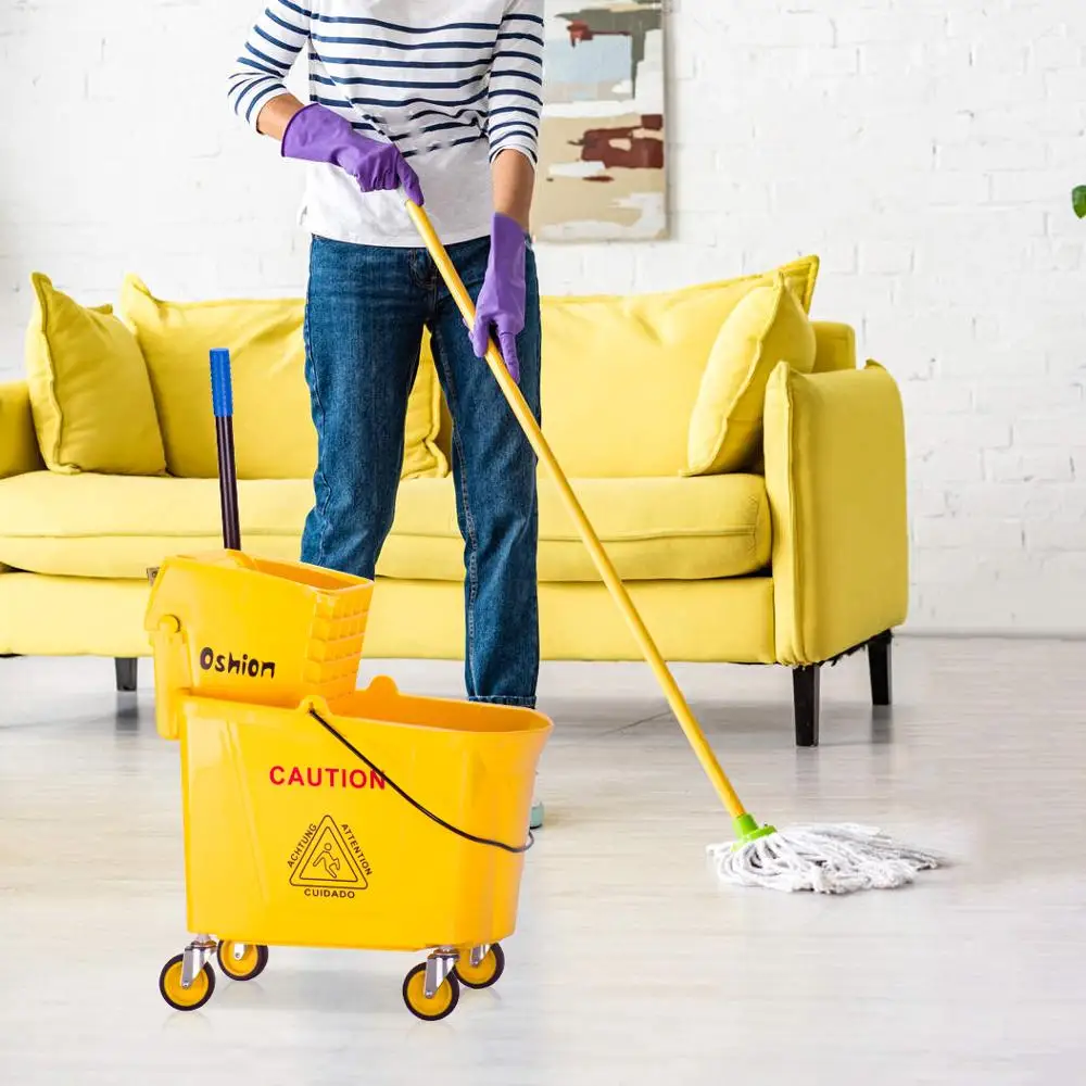 

Wavebrake Mopping System Bucket and Side-Press Wringer Combo, 36L 34Quart 9.5Gallon Yellow