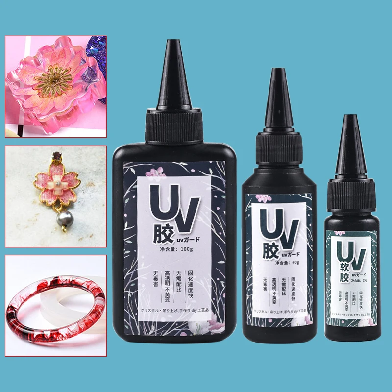 25/60/100g UV Resin Glue Ultraviolet Curing Solar Cure Sunlight Activated Hard DIY Quick Drying For Jewelry Crafts Making Tool | Украшения