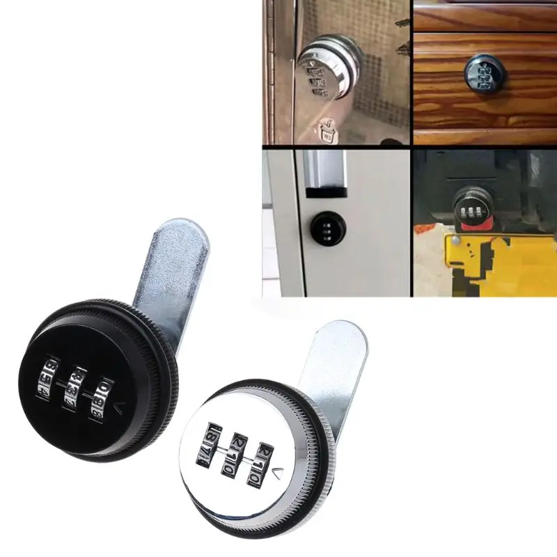 

3-Digit Combination Mailbox Lock 7/8\" Rotary Tongue Cam Lock for Cabinet Drawer