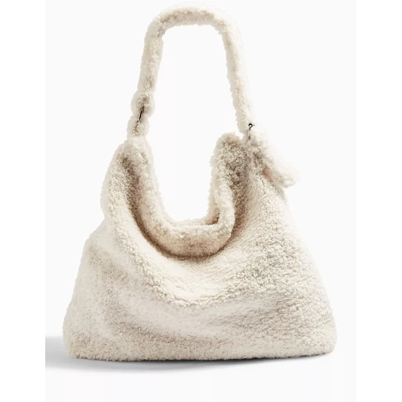 

Women Wool Handbags 2021 Fashion High Quality Female Shoulder Bag New Design Lady Shopper Casula White Color