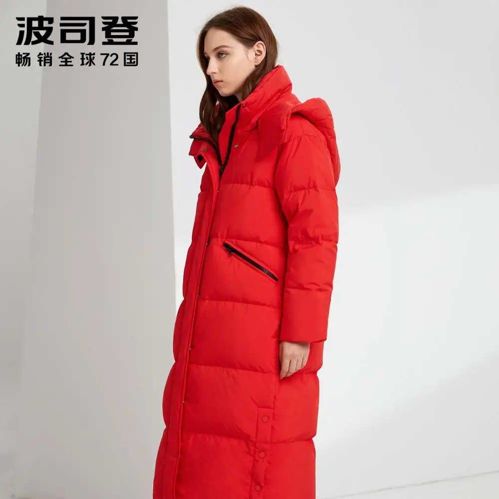 BOSIDENG X Long пуховик женский зимняя теплая плотная верхняя одежда с капюшоном