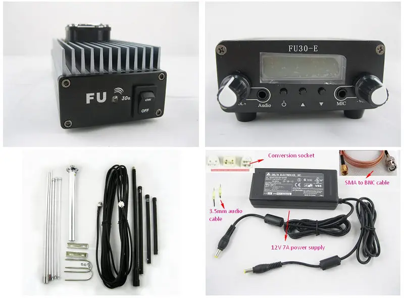 Fmuser FU-30A FM Transmitter Radio statopm 30W amplifier with GP200 1/2 wave antenna for Drive-in Church Auto cinema | Электроника