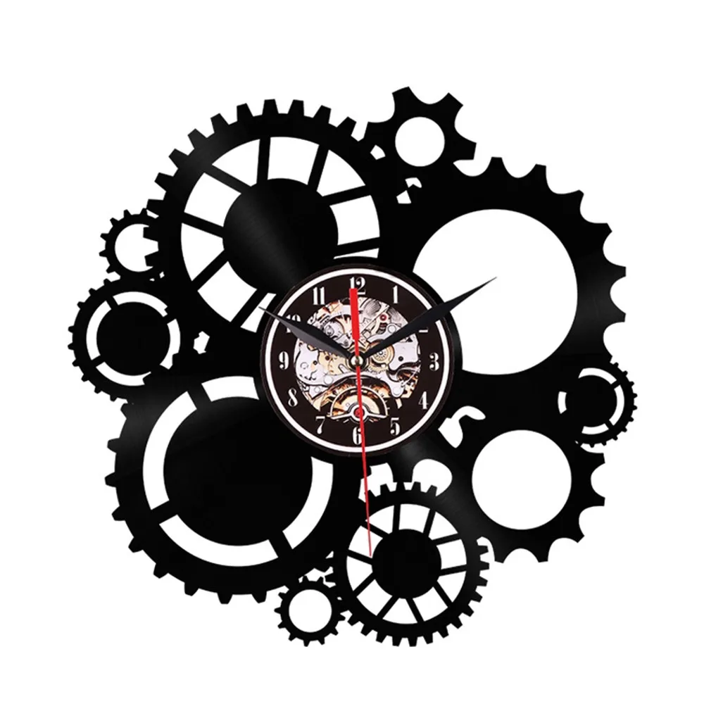 Новые шестерни винтажные часы настенные механизм s Cogwheel стимпанк виниловые