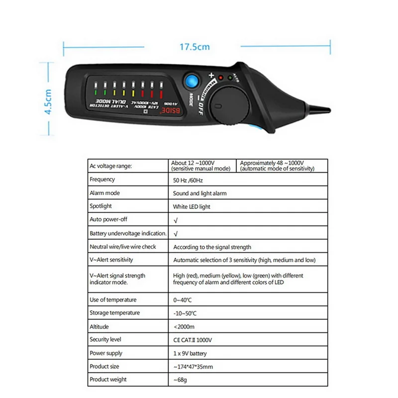 Профессиональный Бесконтактный карандаш AVD06 умный тестовый индикатор для